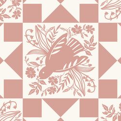 Dove Tile Faux Patchwork in Garden Rose