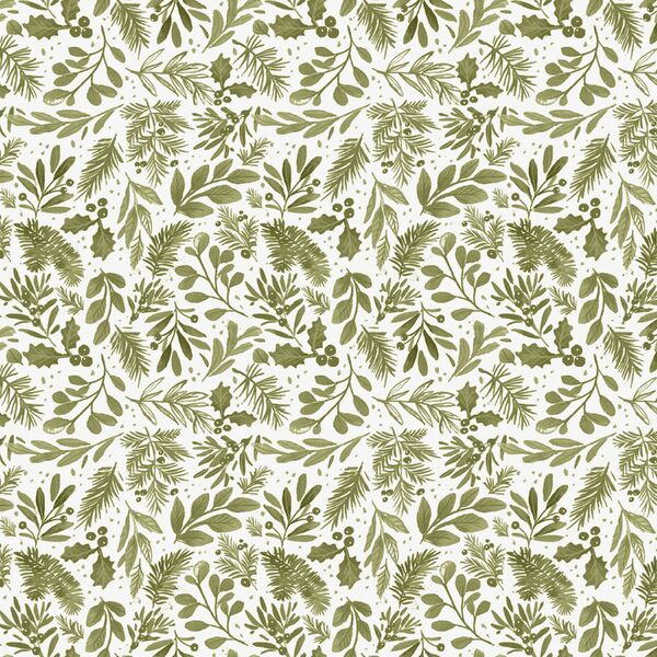 Holly Leaves in Olive on Cloud
