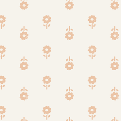 Large Folk Daisy Blockprint in Sweet Almond Creme
