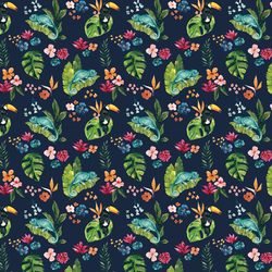 Little Blooming Jungle in Navy