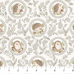Hedgehog Damask in Cream Multi