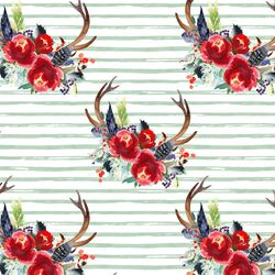 Small Boho Winter Horns in Spearmint Stripe