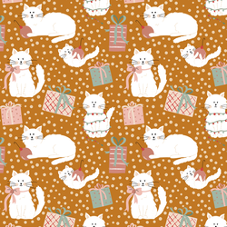 Christmas Kitties in Mustard