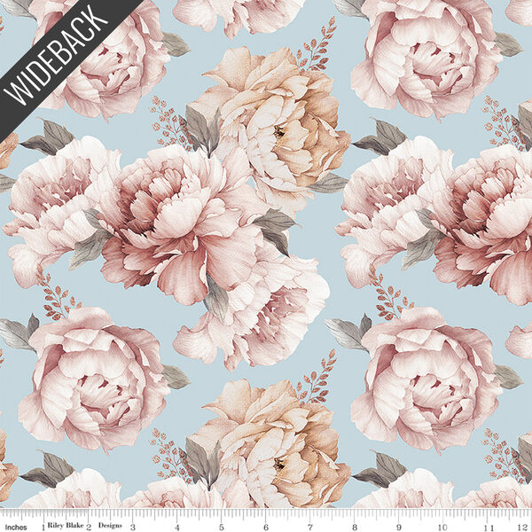 Peonies Wideback in Blue