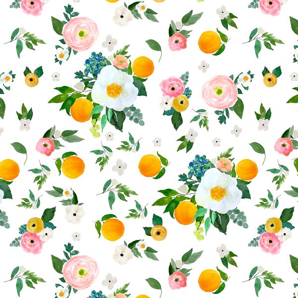 Large Orange Blossoms in White