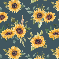 Fall Sunflowers in Night Blue
