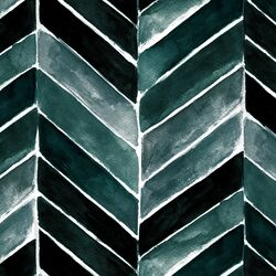 Large Painted Chevron in Deep Blue Green