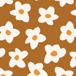 Graphic Retro Flowers in Copper Brown