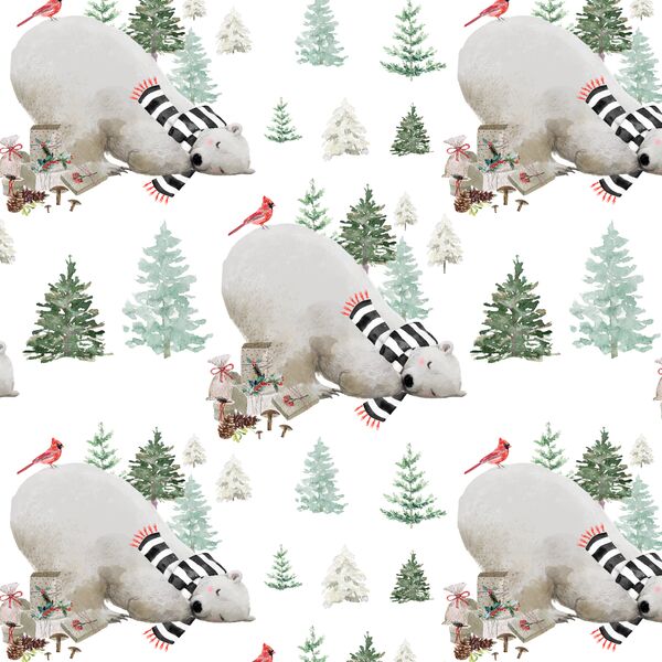 Small Napping Bear in White