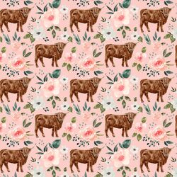 Little Highland Cow in Pink