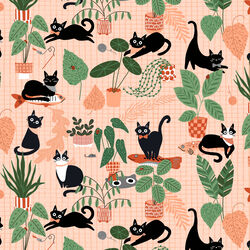 Kitties in the Conservatory in Coral