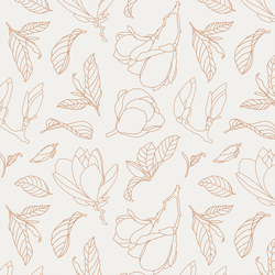 Magnolia Line Art in Tawny on Off White