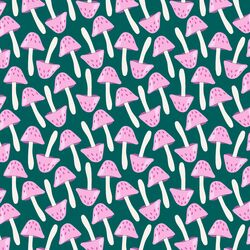 Tossed Toadstools in Deep Teal