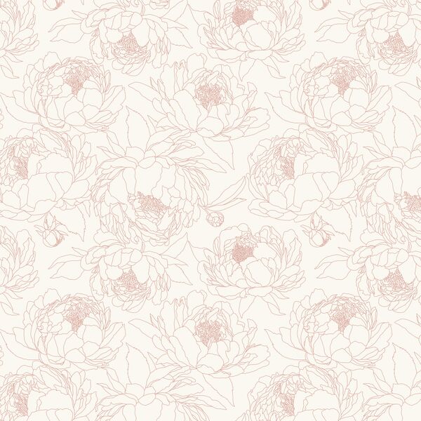 Sketched Garden in Vintage Pink on Alabaster