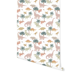 Pastel Dinosaurs in White