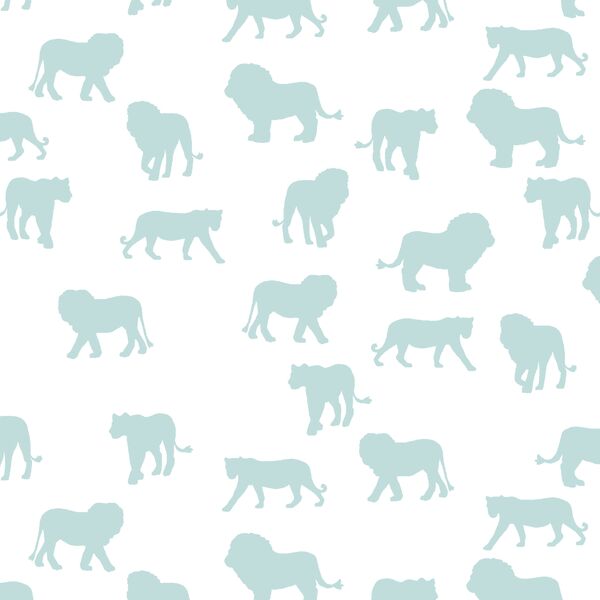 Lion Silhouette in Glacier Blue on White