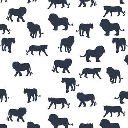 Lion Silhouette in Eclipse in White