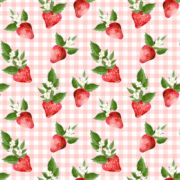 Strawberries in Petal Pink Gingham