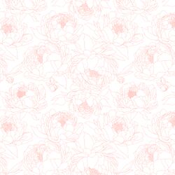 Sketched Garden in Shell Pink on White