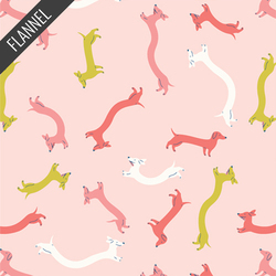 Dachshund Wiggles Snug Flannel in Pink