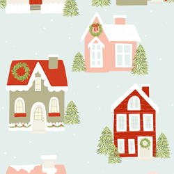Large Christmas Cottages in Ice Blue