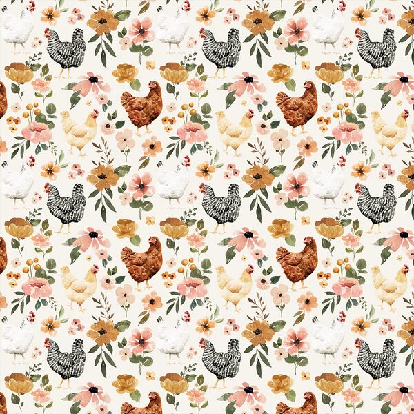 Little Floral Chickens in Cream