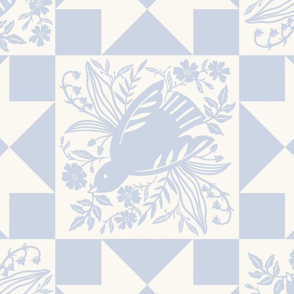 Dove Tile Faux Patchwork in Ancient Water Blue
