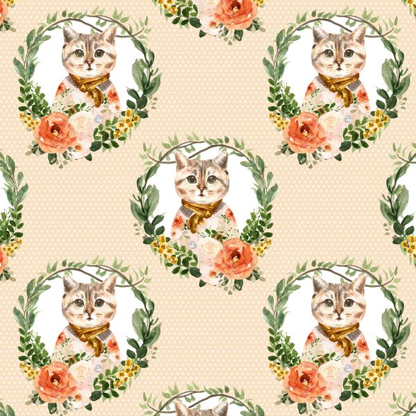 Miss Kitty Wreath in Peach Polka Dots