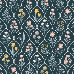 Cottage Blooms in Navy Blue