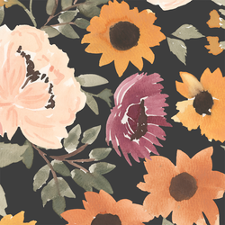 Large Fall Floral in Midnight Autumn