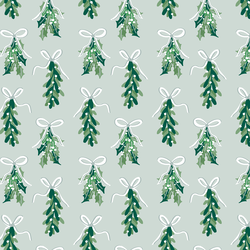 Mistletoe and Holly in Soft Evergreen