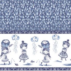 April Showers Border in Indigo