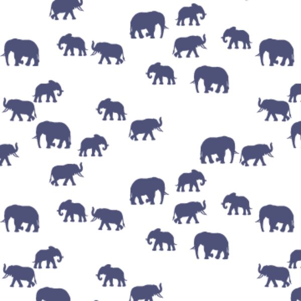 Elephant Silhouette in Indigo on White