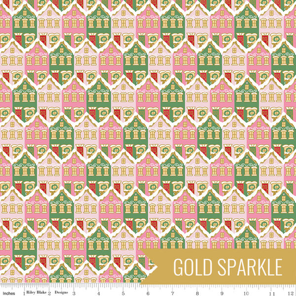 Christmas Houses in Pink Sparkle