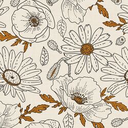 Large Poppies and Daisies in Cream