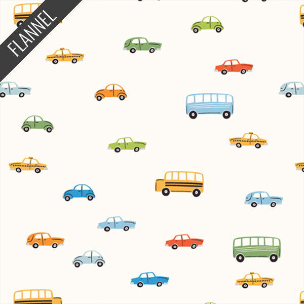 Little Wheels Snug Flannel in White Linen