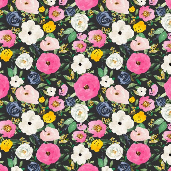 Small Free Falling Florals in Light Black