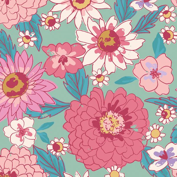 Hazy Garden in Teal