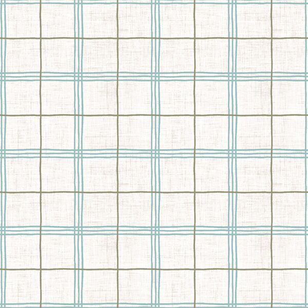 Spring Plaid in Blue on Wheat