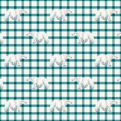 Little Polar Bear in Teal Plaid