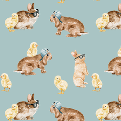Cool Bunnies and Chicks in Light Blue