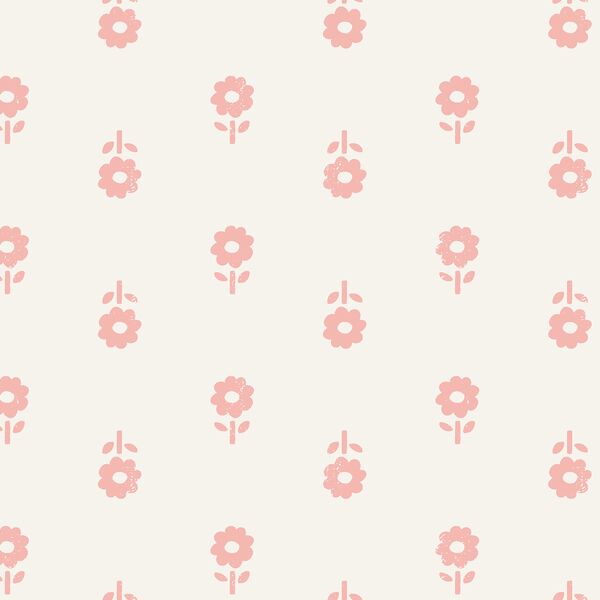 Large Folk Daisy Blockprint in Candy Pink