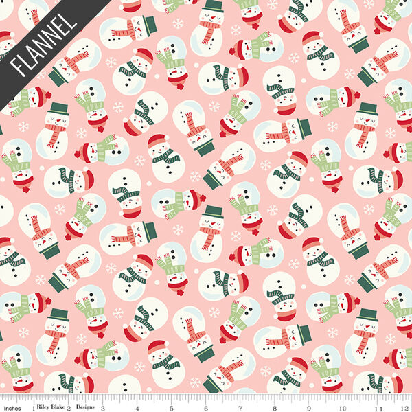 Snowmen Flannel in Blush
