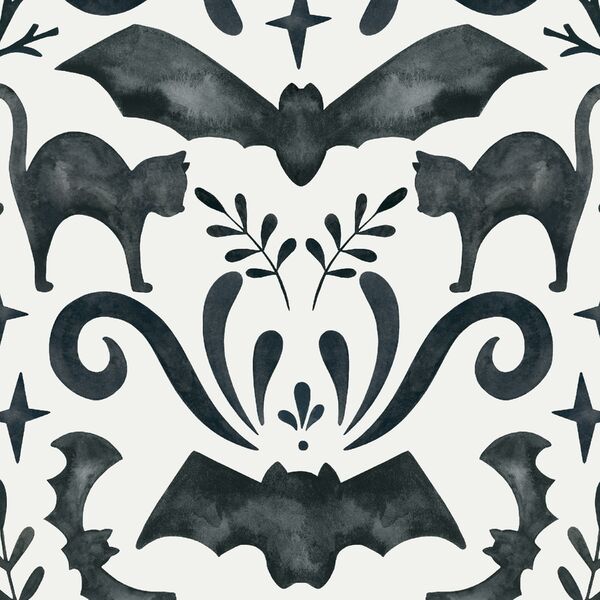 Large Spooky Damask in Black Cat