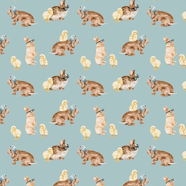 Little Cool Bunnies and Chicks in Light Blue