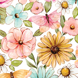 Large Butterfly Floral in White