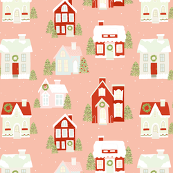 Christmas Cottages in Icing Pink