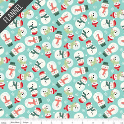 Snowmen Flannel in Aqua