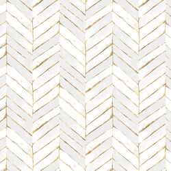 Painted Chevron in White and Gold