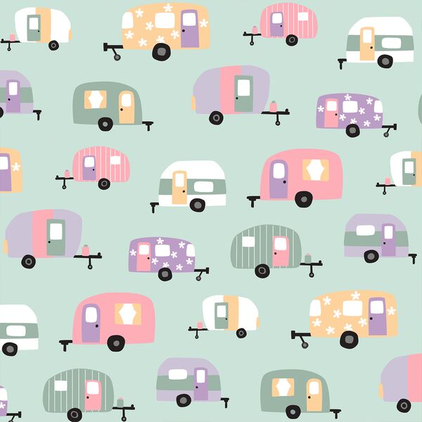 Campers in Pastel Mint